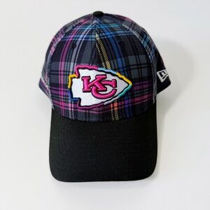 Kansas City Chiefs Crucial Catch Intercept Cancer Adjustable New Era Hat Plaid